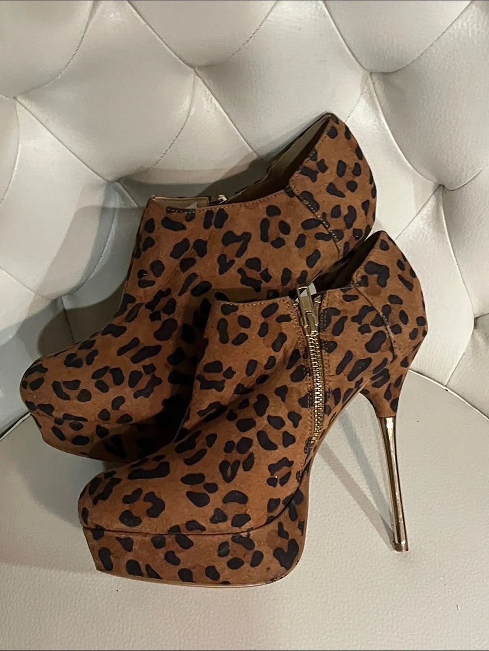 Forever 21 Leopard Platform Stiletto Booties - Brown & Black